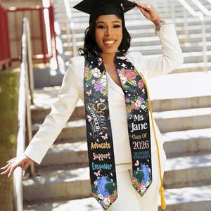 Personalized Social Worker Graduation Stole, Custom Advocate Support Empower Grad Sash