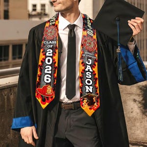 Gepersonaliseerde brandweerafstudeerstola, custom Born To Saves Grad-sjerp voor heren