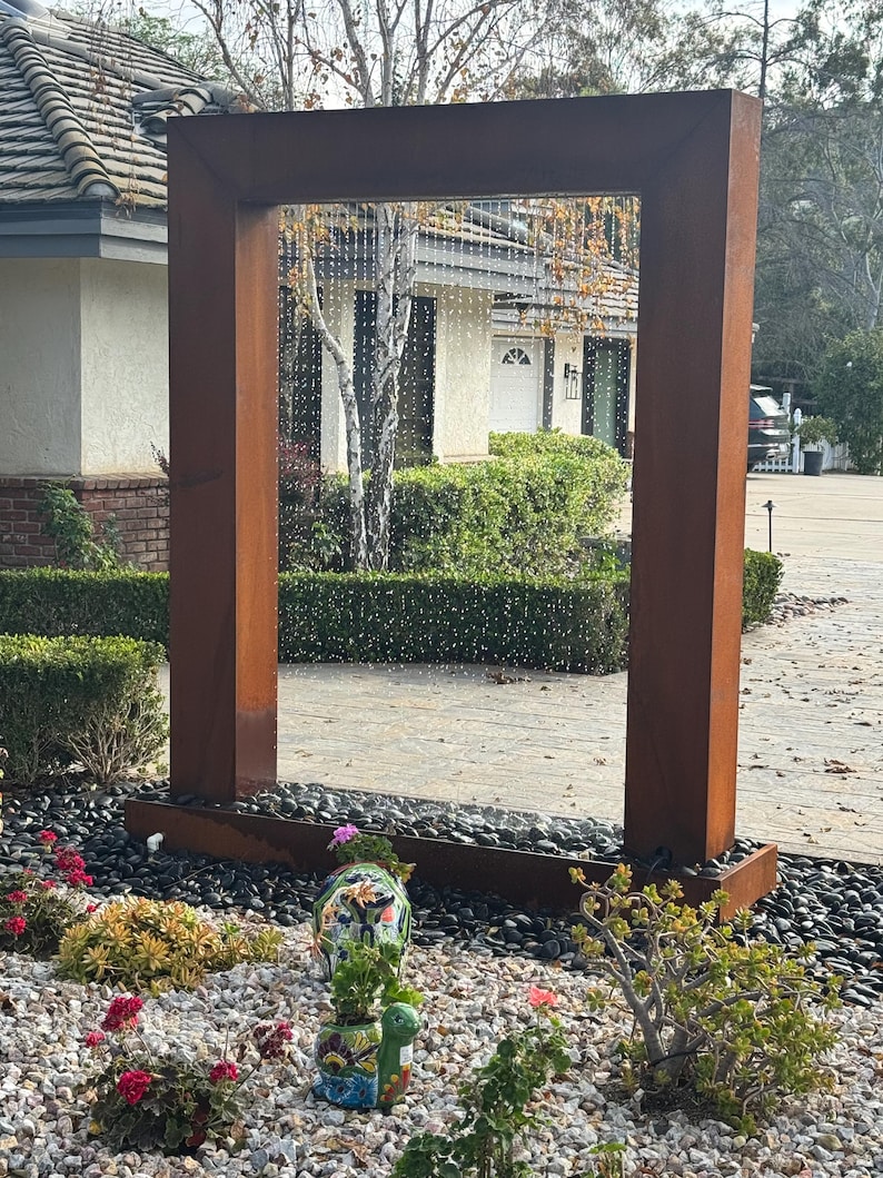 7ft Corten Steel Rain Curtain Water Fountain,Modern outdoor garden water feature.Freight & plumbing Included.Call 858-842-7100 for details. Bild 14