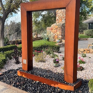 7ft Corten Steel Rain Curtain Water Fountain,Modern outdoor garden water feature.Freight & plumbing Included.Call 858-842-7100 for details. Bild 8