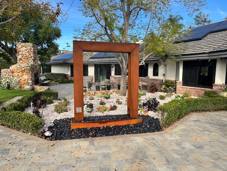 7ft Corten Steel Rain Curtain Water Fountain,Modern outdoor garden water feature.Freight & plumbing Included.Call 858-842-7100 for details. Bild 2