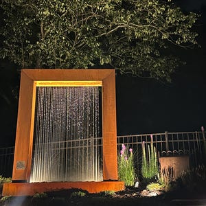 7ft Corten Steel Rain Curtain Water Fountain,Modern outdoor garden water feature.Freight & plumbing Included.Call 858-842-7100 for details. Bild 11