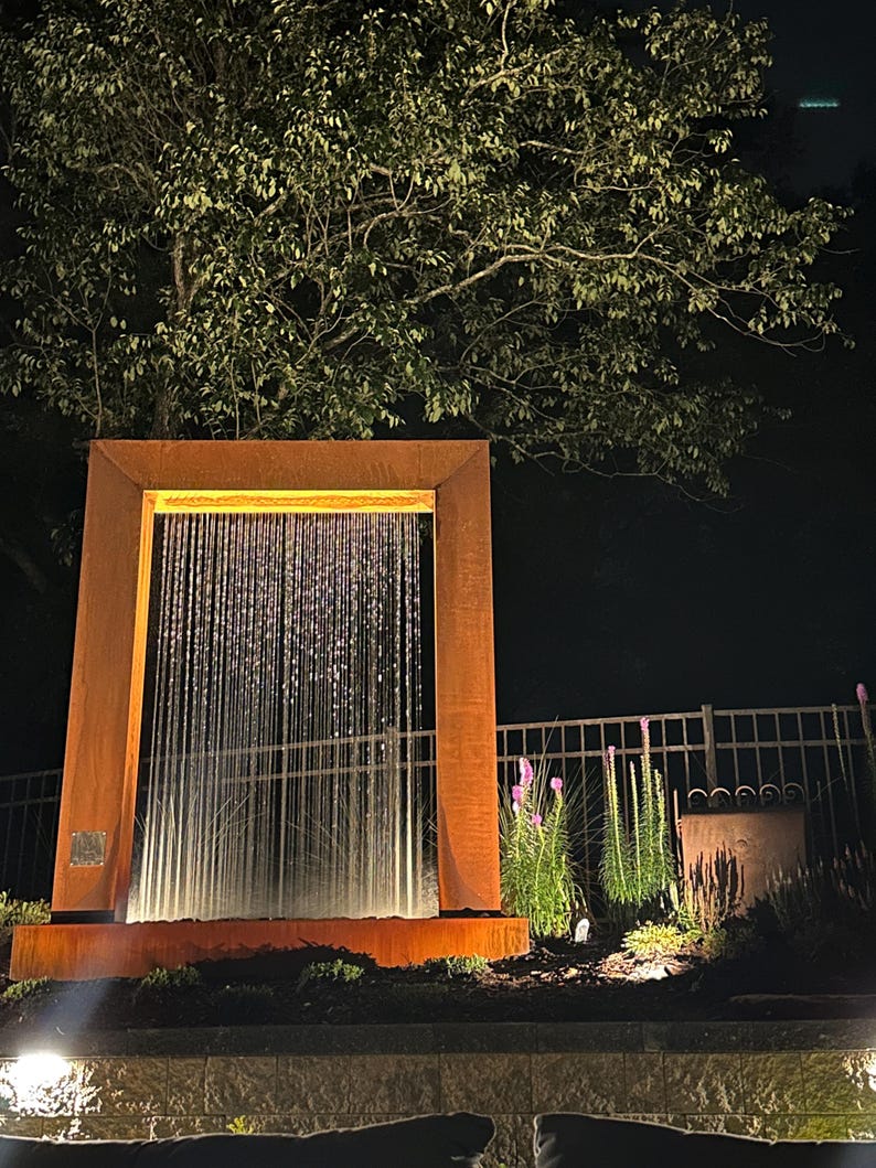 7ft Corten Steel Rain Curtain Water Fountain,Modern outdoor garden water feature.Freight & plumbing Included.Call 858-842-7100 for details. Bild 11