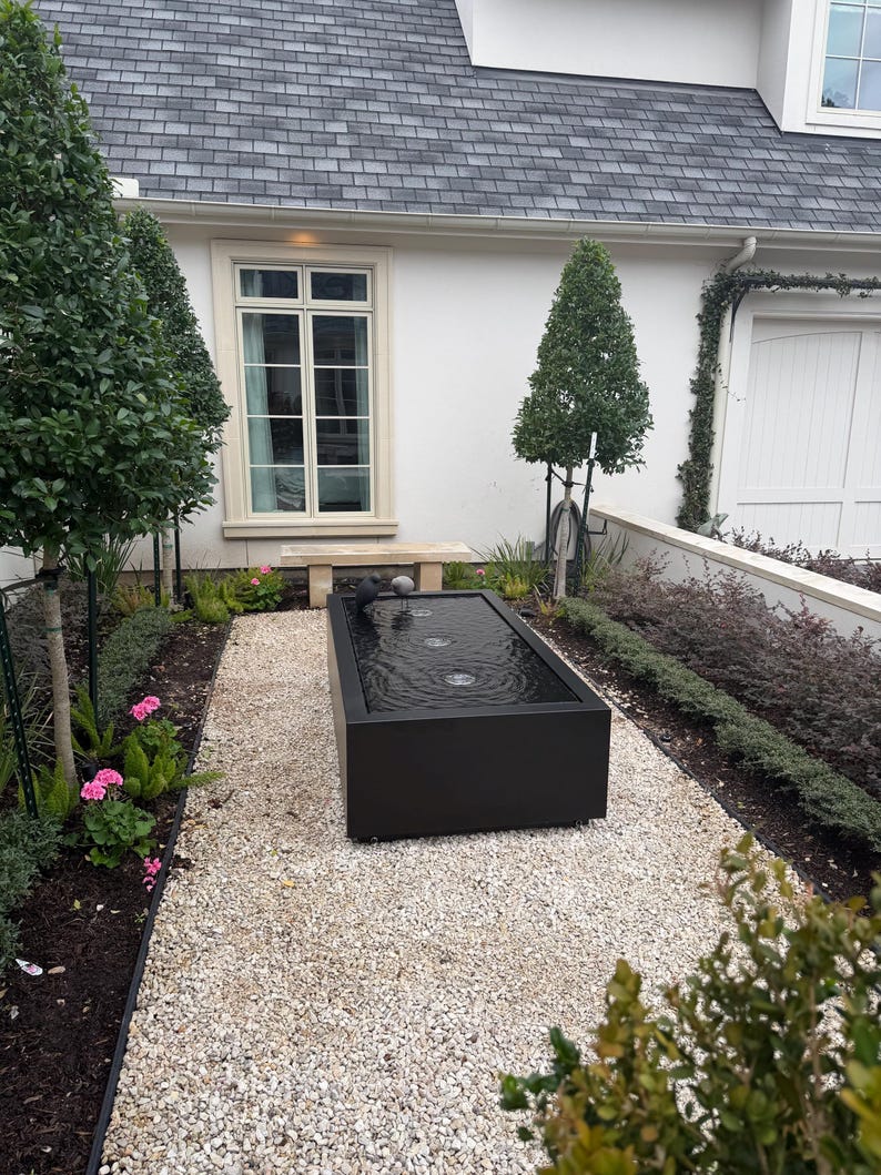 9ft 4 Bubbler Modern Black Steel Infinity Edge Water Feature 858-842 ...
