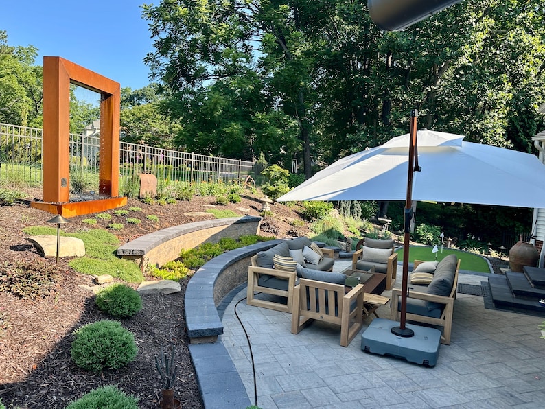 7ft Corten Steel Rain Curtain Water Fountain,Modern outdoor garden water feature.Freight & plumbing Included.Call 858-842-7100 for details. Bild 6