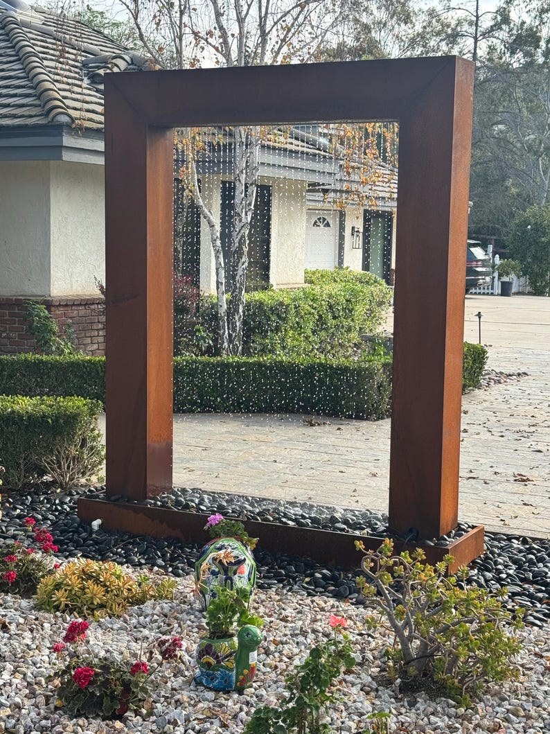 7ft Corten Steel Rain Curtain Water Fountain,Modern outdoor garden water feature.Freight & plumbing Included.Call 858-842-7100 for details. Bild 13