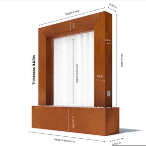 7ft Corten Steel Rain Curtain Water Fountain,Modern outdoor garden water feature.Freight & plumbing Included.Call 858-842-7100 for details. Bild 12