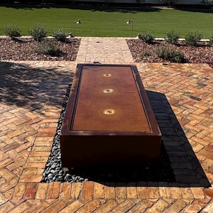 Modern Custom 6ft 5.6” Corten Steel Infinity Edge Water Feature  3 LED Lights,Delivery Included | Call 858-842-7100 | Valyrian Designs