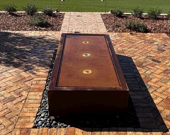 Modern Corten Infinity Edge Fountain 3 Bubblers 6ft, custom  Outdoor Water Feature 858-842-7100