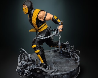 Mortal Kombat Scorpion Painted Figure 3d Printed  Scorpion Statue Sculpture Hanzo Hasashi