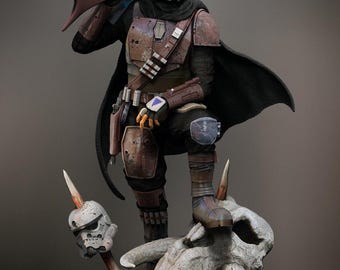 The Mandalorian Painted 3d Figure Star Wars Statue Sculpture Fan Art Figure