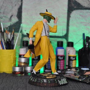 The Mask 3d Painted Figure The Mask Stanley Ipkiss Mask Statue Jim Carrey Fan Art