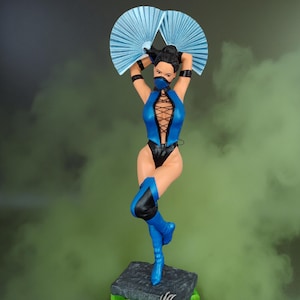 Hand-Painted Kitana Statue: Mortal Kombat 3D Printed Figure