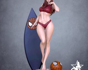 NSFW Retro Mary Jane Swimsuit 3d Printed Statue Hand Painted SFW