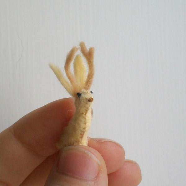 Tiny Jackalope -- mini felt mythical creature