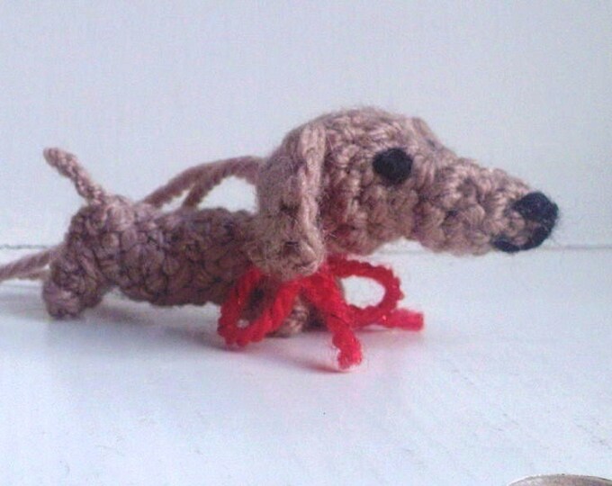 Sausage Dog Tree Ornament Miniature Crochet Christmas Etsy