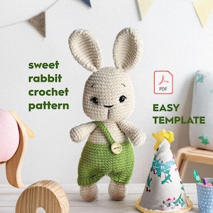 Bunny Crochet Pattern PDF Download / Crochet PATTERN Bunny, Amigurumi tutorial PDF in English / Amigurumi Bunny Pattern / Sweet Rabbit