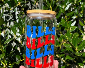 Buffalo Bills Glasses- 4 Designs | Pint Glass | Can Glass | Football | Bills Mafia | Josh Allen | AFC East | NFL | Glassware