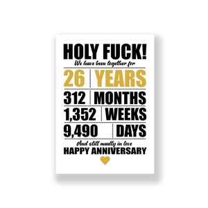 Tarjeta de aniversario de 26 años / Tarjeta de aniversario divertida / Tarjeta de aniversario grosera