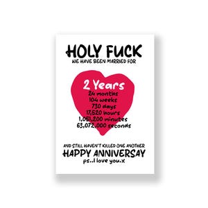 Tarjeta de aniversario de bodas de 2 años / Tarjeta de aniversario divertida / Tarjeta de aniversario grosera