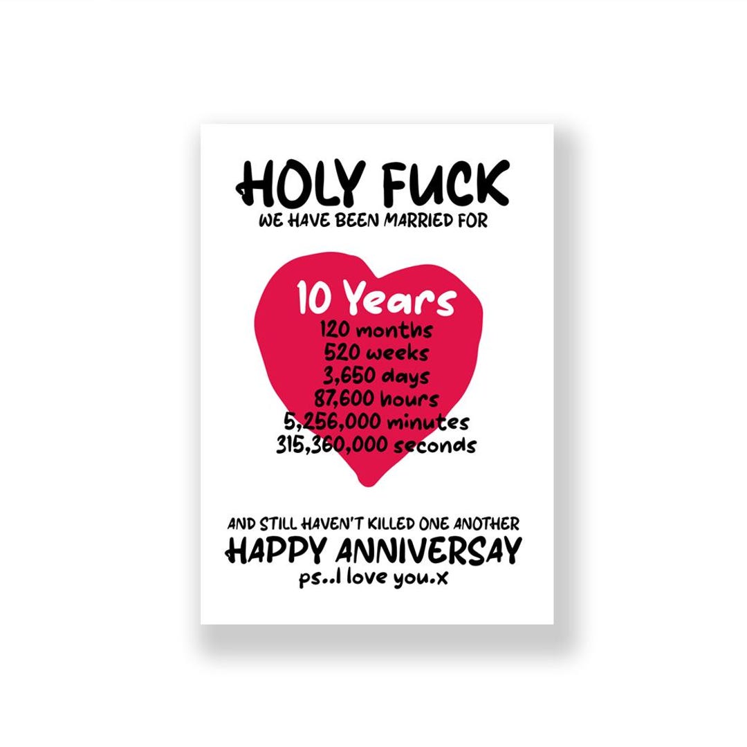10 Year Wedding Anniversary Card | Funny Anniversary Card | Rude ...