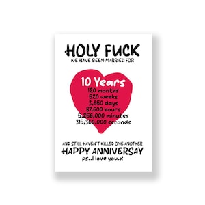 Carte d'anniversaire de mariage de 10 ans | Carte d'anniversaire drôle | Carte d'anniversaire grossière