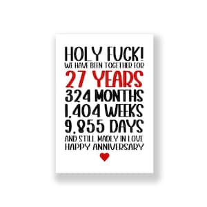 Carte d'anniversaire de 27 ans | Carte d'anniversaire drôle | Carte d'anniversaire grossière
