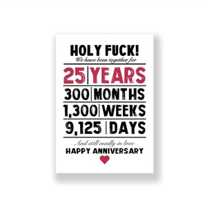 Tarjeta de aniversario de 25 años / Tarjeta de aniversario divertida / Tarjeta de aniversario grosera