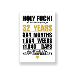 Tarjeta de aniversario de 32 años / Tarjeta de aniversario divertida / Tarjeta de aniversario grosera