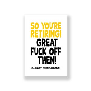 Funny Retirement Card | Happy Retirement Card | Retiring Card | Rude Retirement Card