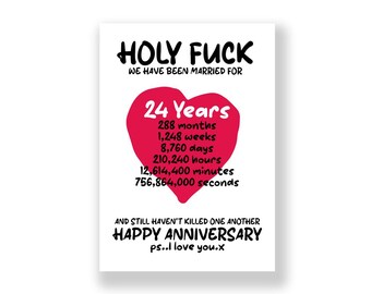 24 Jahre Hochzeitstag Karte | Lustige Geburtstagskarte | Rude Jubiläum Karte