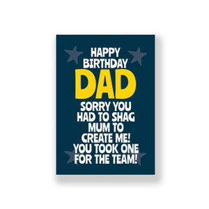 Divertente biglietto di auguri di compleanno per papà / Divertente biglietto di auguri di buon compleanno per papà / Biglietto di auguri di compleanno maleducato / Per papà