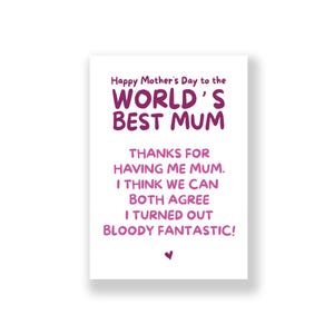 Funny Mother&#39;s Day Card | Cheeky Mother&#39;s Day Card | Rude Mother&#39;s Day Card | Happy Mother&#39;s Day | Mum Card | Mother Card