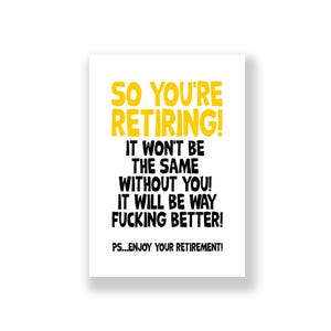 Funny Retirement Card | Happy Retirement Card | Retiring Card | Rude Retirement Card