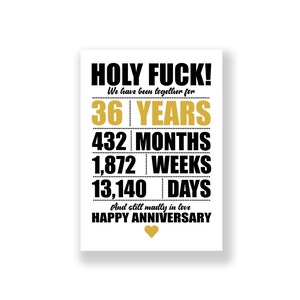 36 Jahre Jubiläumskarte | Lustige Geburtstagskarte | Rude Jubiläum Karte