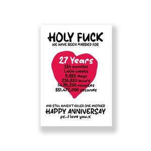 27 Jahre Hochzeitstag Karte | Lustige Geburtstagskarte | Rude Jubiläum Karte