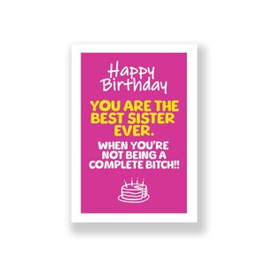 Funny Sister Birthday Card | Birthday Card | Funny Happy Birthday Card | Rude Birthday Card | Sister Birthday Card