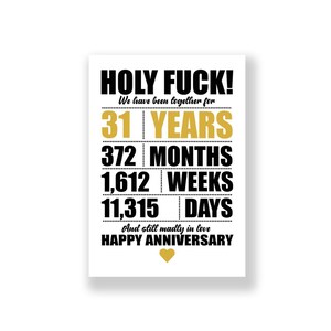 Tarjeta de aniversario de 31 años / Tarjeta de aniversario divertida / Tarjeta de aniversario grosera