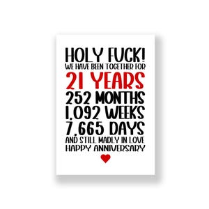 21 Year Anniversary Card | Funny Anniversary Card | Rude Anniversary Card