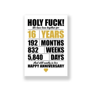 Tarjeta de aniversario de 16 años / Tarjeta de aniversario divertida / Tarjeta de aniversario grosera