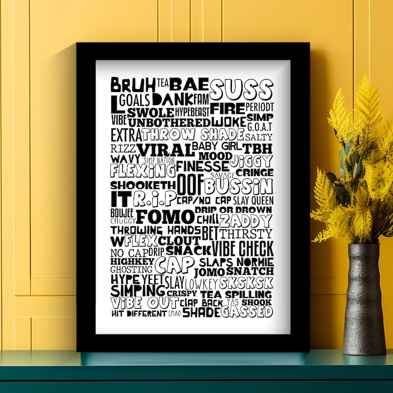 Gen Z Slang Printable Wall Art | Gen Z | Digital Print | Instant Download | Wall Art Print | Home Print image 3