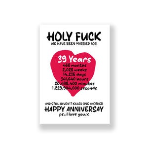 39 Jahre Hochzeitstag Karte | Lustige Geburtstagskarte | Rude Jubiläum Karte