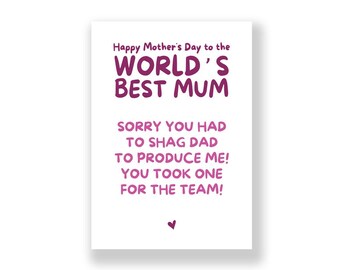 Tarjeta divertida para el Día de la Madre / Tarjeta atrevida para el Día de la Madre / Tarjeta grosera para el Día de la Madre / Feliz Día de la Madre / Tarjeta para mamá / Tarjeta para madre