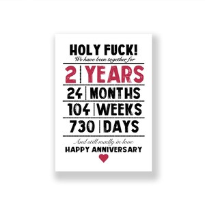 Tarjeta de aniversario de 2 años / Tarjeta de aniversario divertida / Tarjeta de aniversario grosera