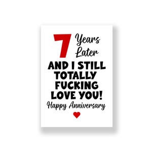 7 Year Wedding Anniversary Card | Funny Anniversary Card | Rude Anniversary Card