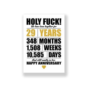 Tarjeta de aniversario de 29 años / Tarjeta de aniversario divertida / Tarjeta de aniversario grosera