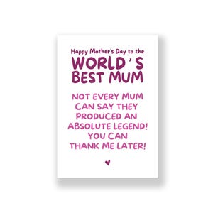 Tarjeta divertida para el Día de la Madre / Tarjeta atrevida para el Día de la Madre / Tarjeta grosera para el Día de la Madre / Feliz Día de la Madre / Tarjeta para mamá / Tarjeta para madre