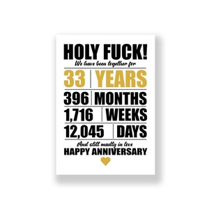 Tarjeta de aniversario de 33 años / Tarjeta de aniversario divertida / Tarjeta de aniversario grosera