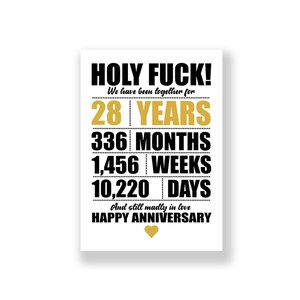 Tarjeta de aniversario de 28 años / Tarjeta de aniversario divertida / Tarjeta de aniversario grosera