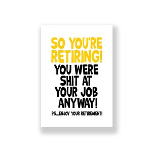Funny Retirement Card | Happy Retirement Card | Retiring Card | Rude Retirement Card